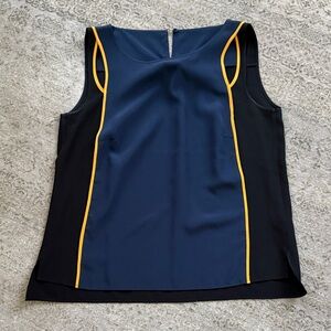 Akris Punto Blue and Black Tank with Yellow Accents